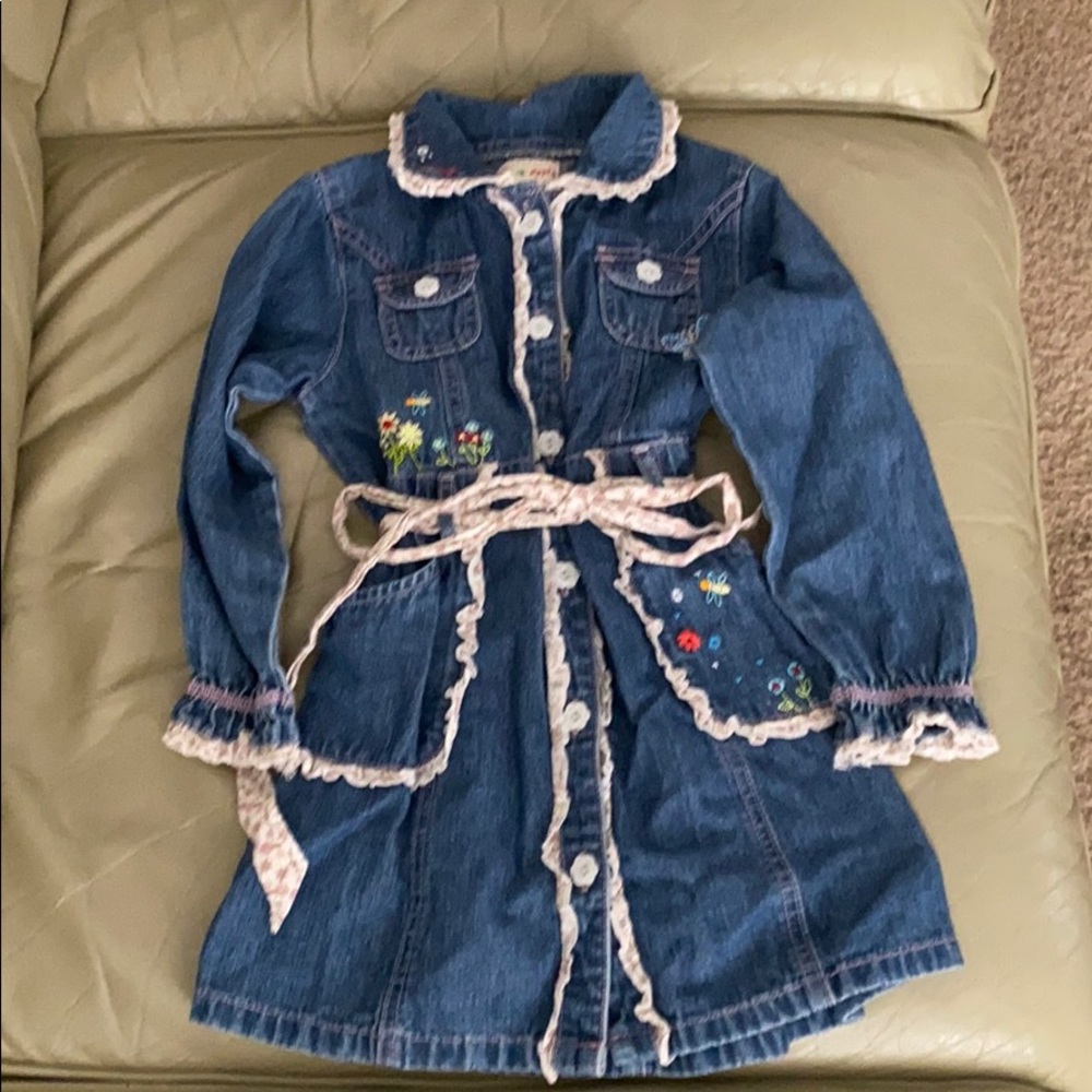Toffee and Apple embroidered jean dress 5